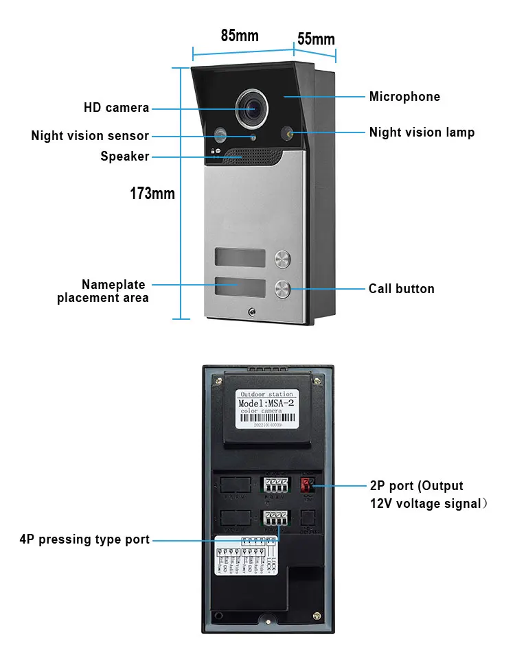 7 Inch 4 Wire Video Intercom DoorPhone 1080P Touch Screen Wired Doorbell Access Control System for Villa Apartment