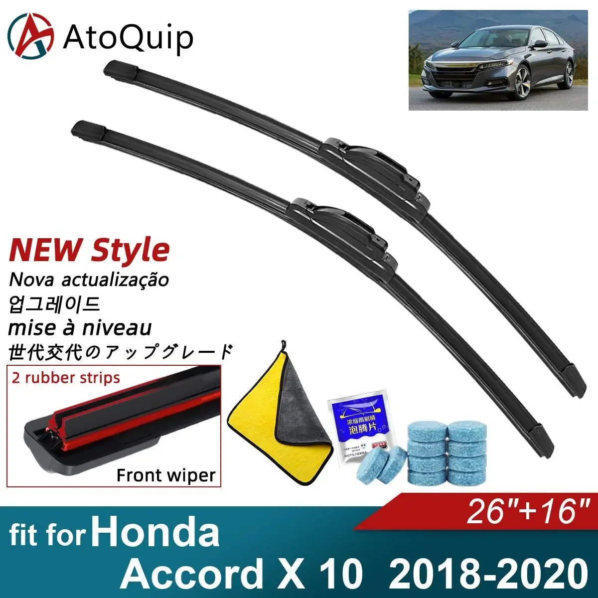 Car Windshield Wiper Blades Fit For Honda Accord X 10 Wiper Blades Soft Rubber Auto Front Windscreen