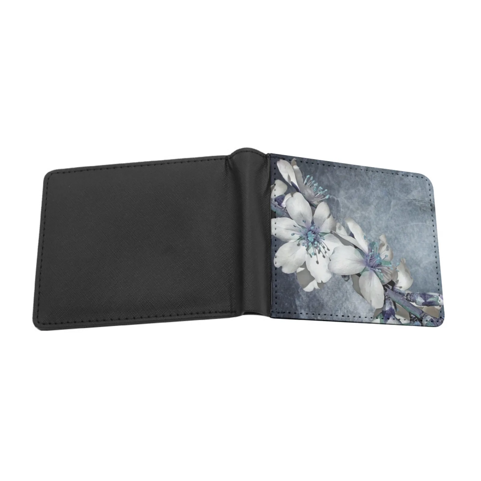 Watercolor Art Grey Flowers Painting Texture Design Iphone And Personalized Wallet For Men And Women Pu Leather Short Pocket