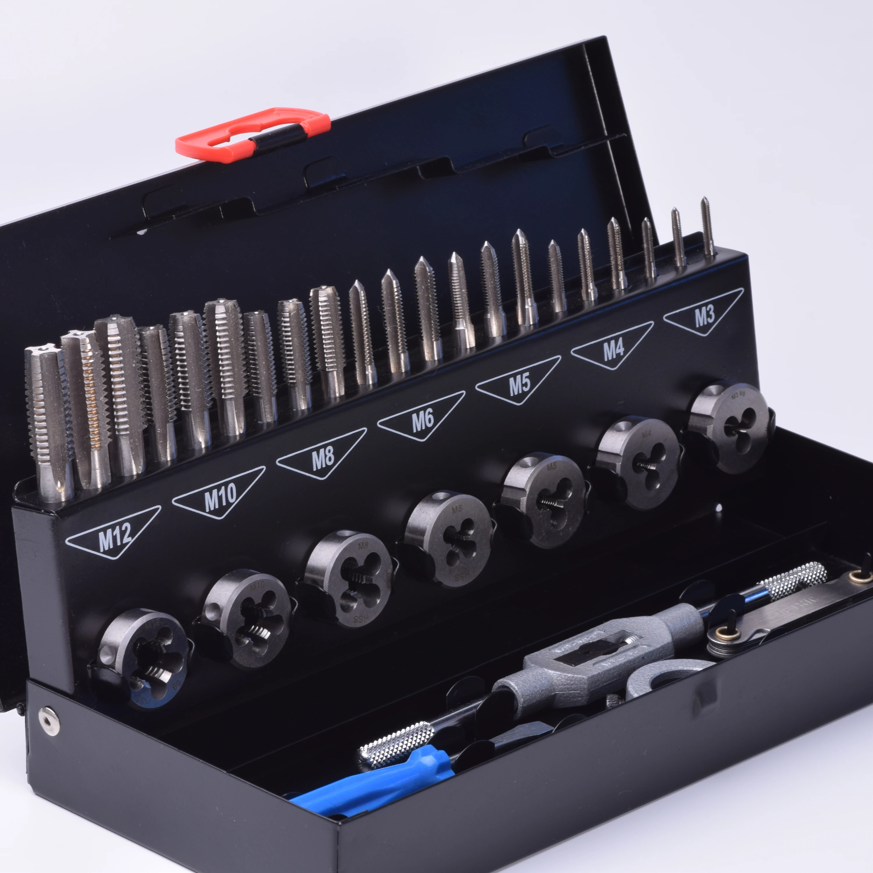 High Speed Steel (HSS) 1000-Piece DIN352 Metric Hand Taps And DIN223 Dies Sets With Plastic Box For Thread Cutting