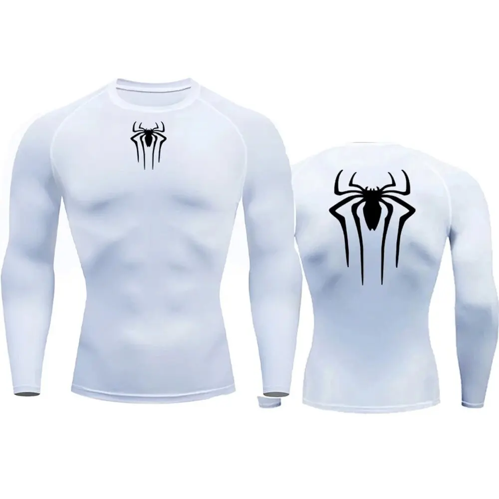 Anime Spider Compression Shirt Long Sleeve For Men Gym Fitness Sportswear Rashguard Bodybuilding Dry Fit Clothing Running Wear