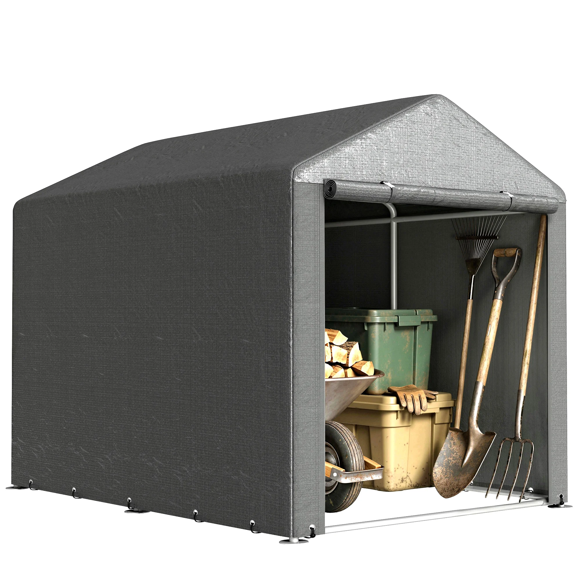 Outsunny tent voor fiets- en motorfietsgereedschap, 1,6 x 2,2 x 1,7 m, donkergrijs.