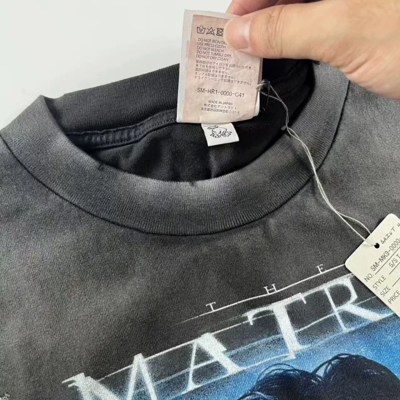 Authentic SAINT Movie Character Print TEE Heavyweight Washed Summer Retro Men's Women's
