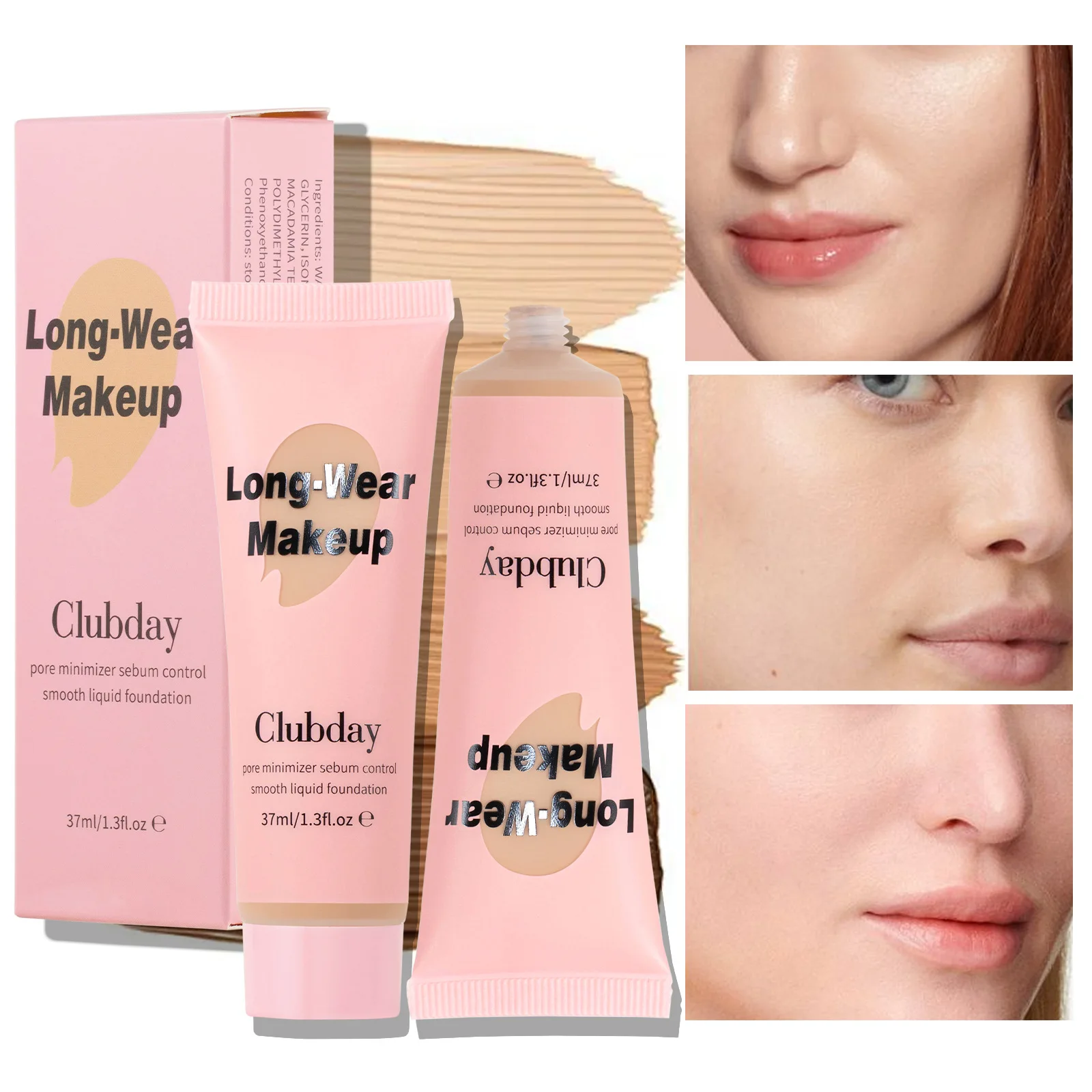 Liquid Foundation Concealer Long Lasting Waterproof Moisturizing Brighten Foundation Natural Matte BB Cream Face Base Makeup