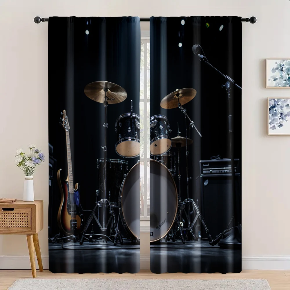 2pc,  Curtains guitars and drums Light Filter Party Decorations Suitable for Holiday Party, General Celebration