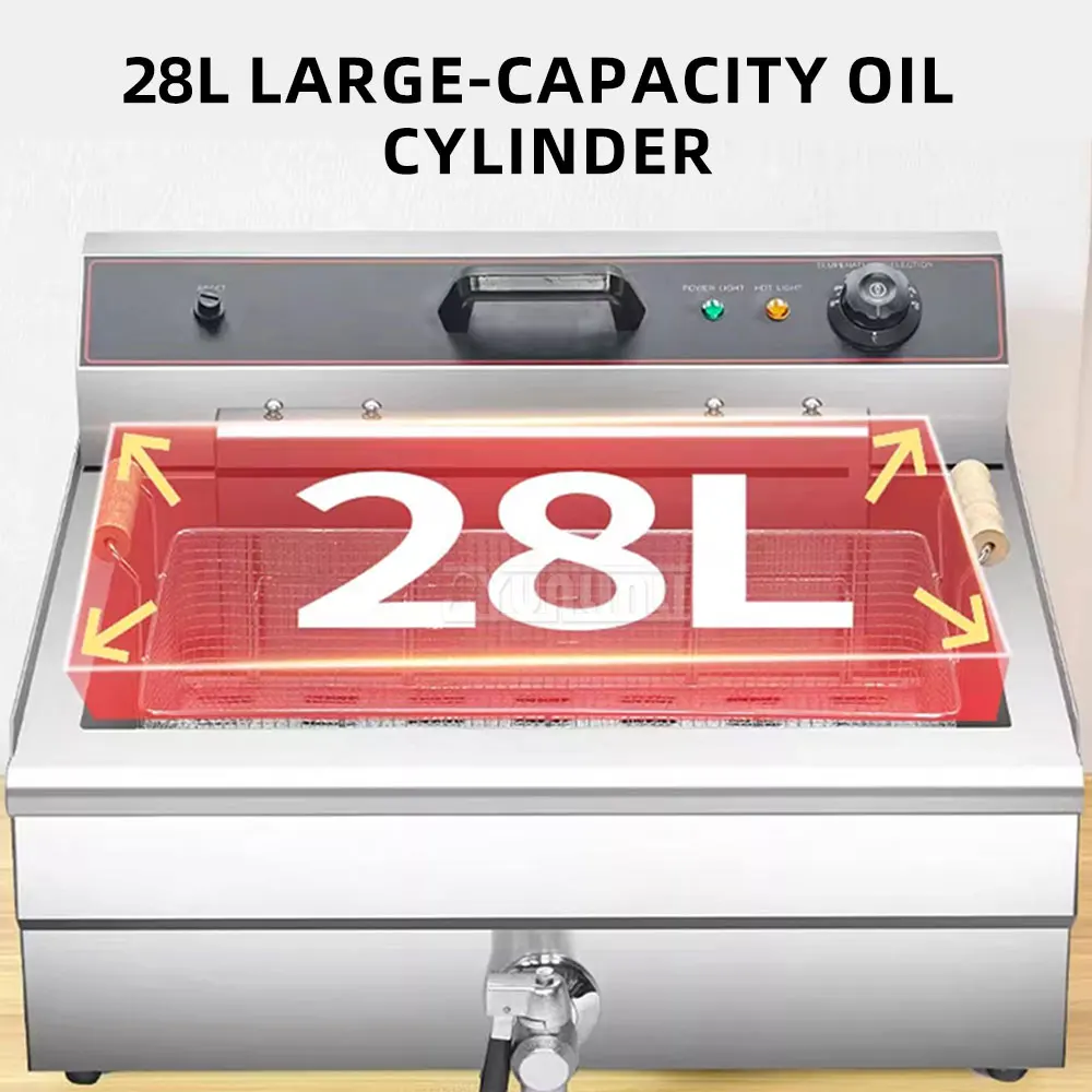 Large Capacity Deep Fryer Single Temperature Control 4800W Kitchen Food Fried Cooking Appliance