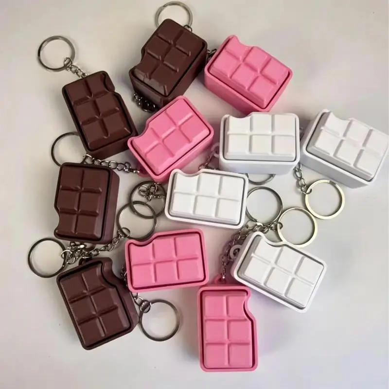 Schokoladenförmiger Fidget-Schlüsselanhänger zur Stresslinderung, niedliches, farbenfrohes Design für den täglichen Gebrauch, Geburtstagsgeschenke, Büro, Entspannung – Detail 3