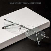Customized Lenses Shapes Rimless Glasses Frame Man Optical Prescription Pure Titanium Men Business Style Eyeglasses with Recipe