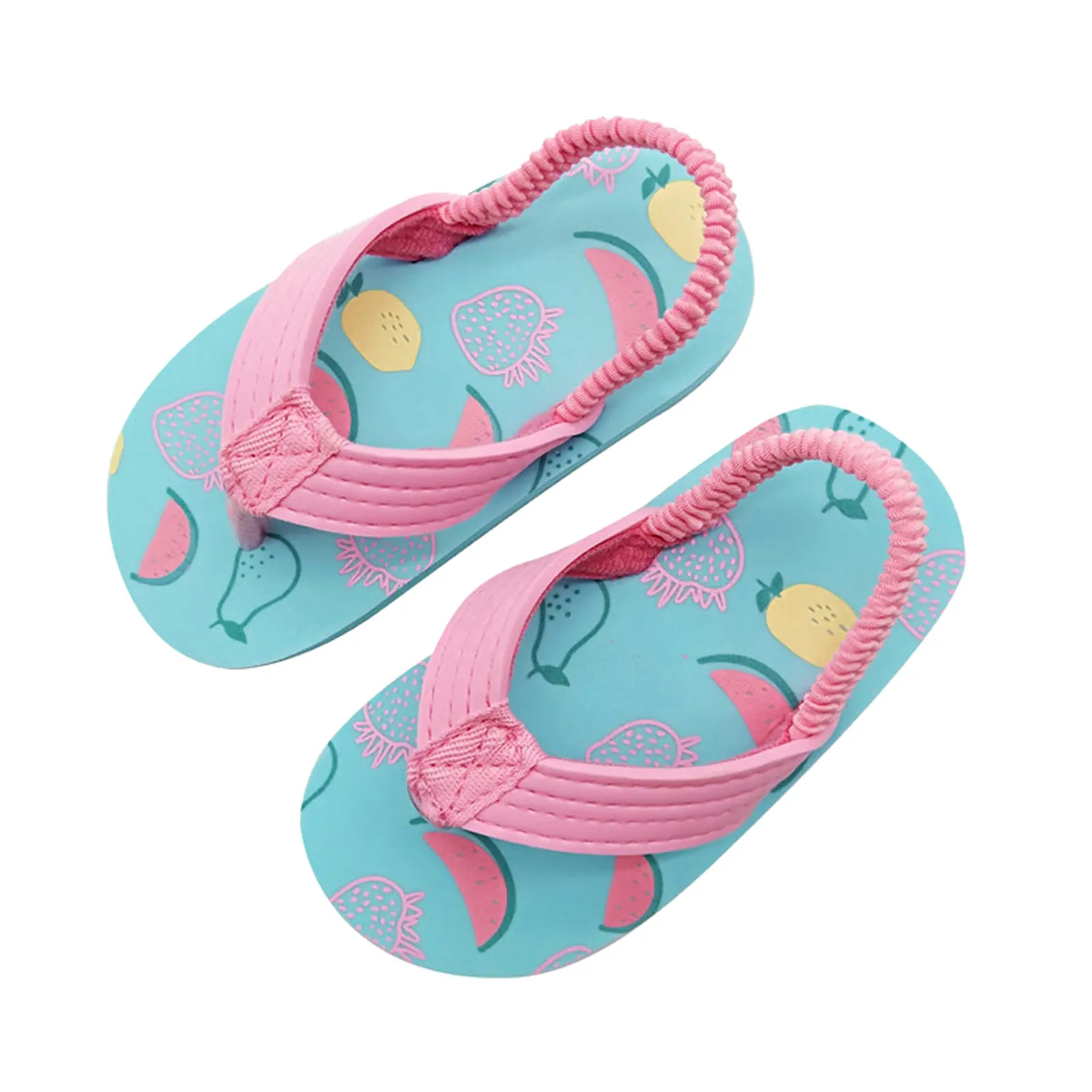 Summer Boys Girls Sandals Casual Children Kids Shoes Breathable Soft Sole Open Toe Elastic Band Beach Sandals Cute Flip Flops