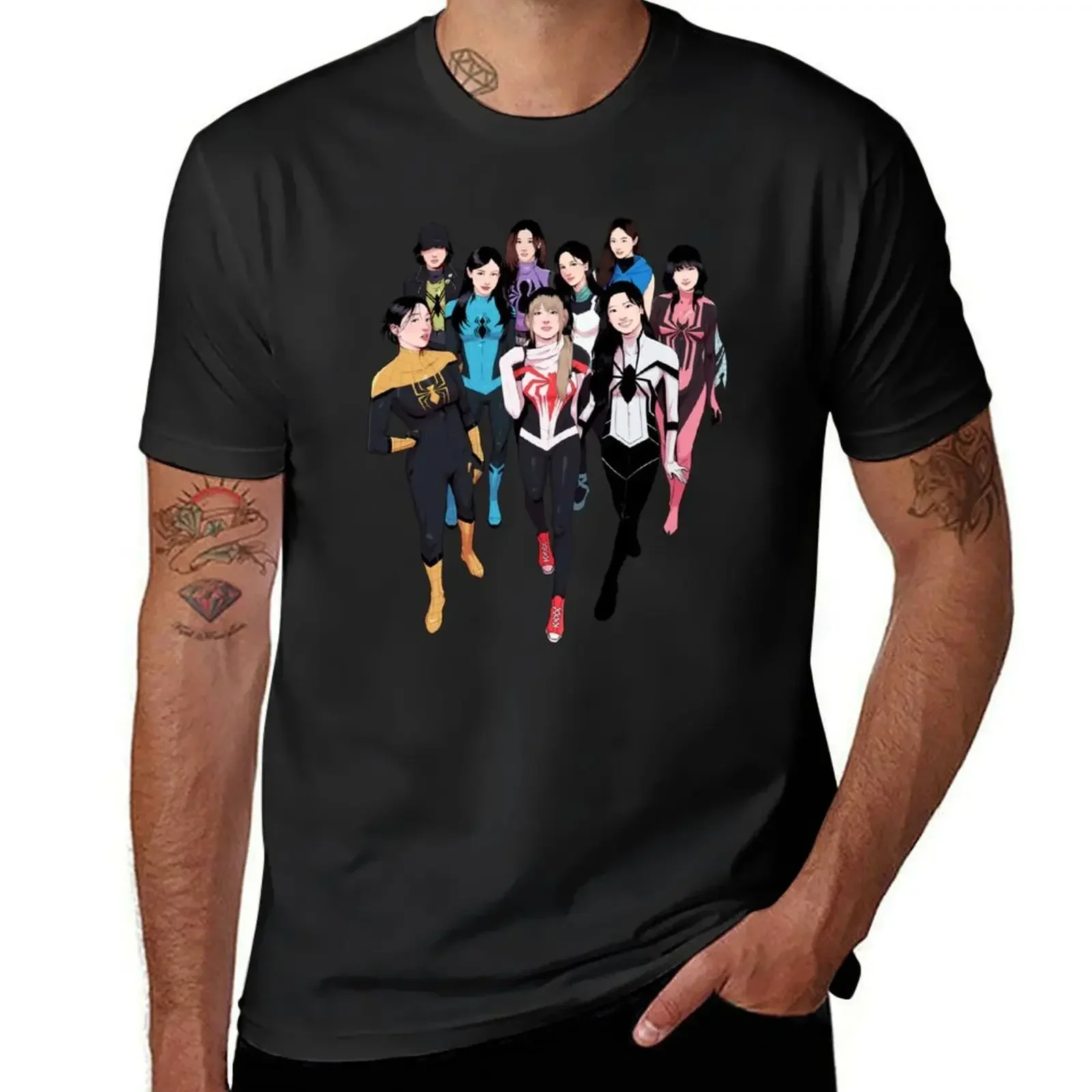 Spider-TWICE group unmasked version T-Shirt korean fashion vintage shirts graphic tees man t shirt t shirts for men pack