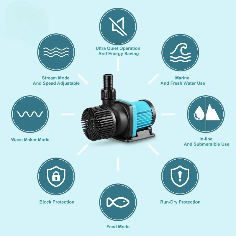 Submersible and Inline Return Pump for Fish Tank,Aquariums,Fountains,Sump,Hydroponic,Pond,Freshwater and Marine Water Use