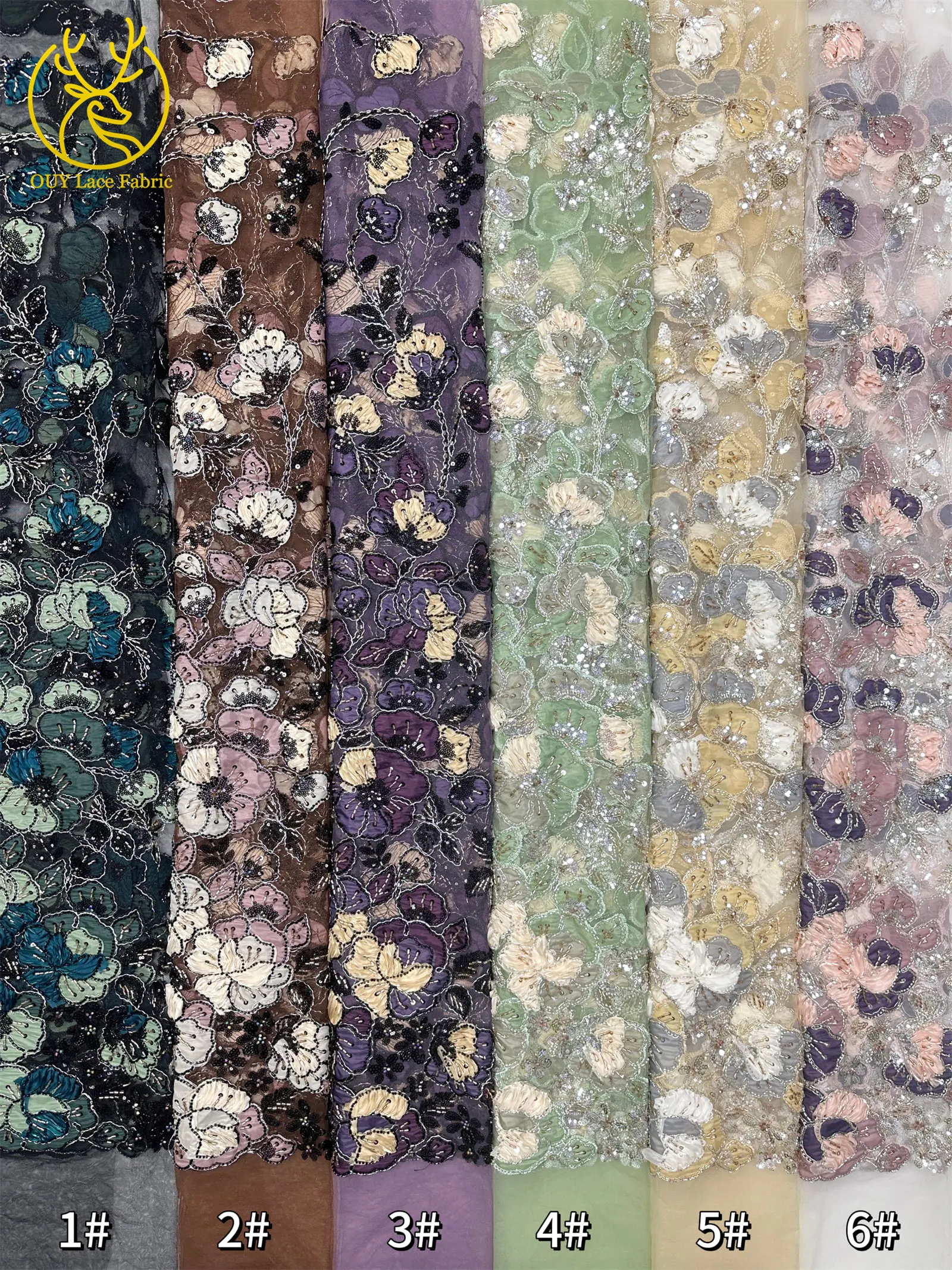 Afrikanischer Spitzenstoff, hochwertige französische Blumenstickerei, Perlen, Pailletten, Tüll, Netzspitze für Frauen, Hochzeitskleid, Nähen, 5 Yards – Detail 22