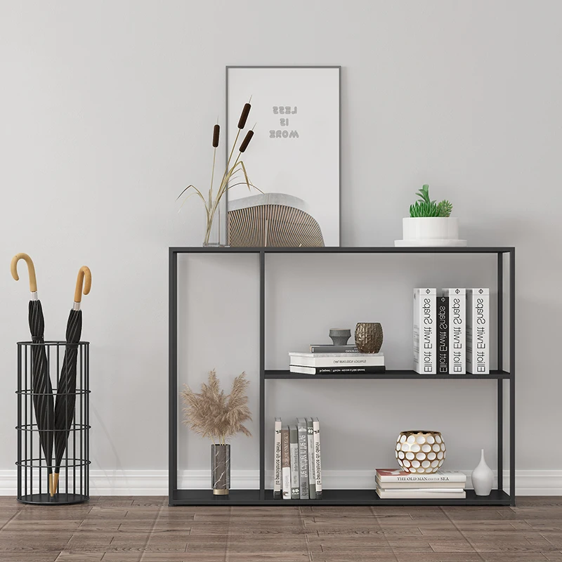 Simple Porch Table Home Furniture Living Room Decor Space Saving Storage Rack Floor Iron Book Shelf Display Desk Stand Bookcase