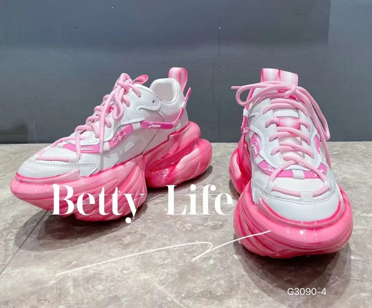 Women Chunky Shoes Casual Fashion Pink Black Sneakers High Platforms 7cm High Heels Spring Autumn Luxury Designer Brand Casual