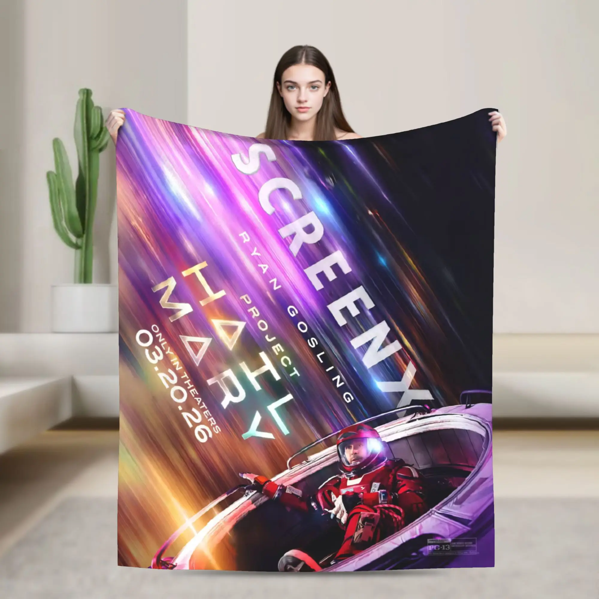 Project Hail Mary Movie Blanket Cover Sci Fi Novel Fuzzy Throw Blanket Airplane Travel Printed Ultra-Soft Warm Bedspread
