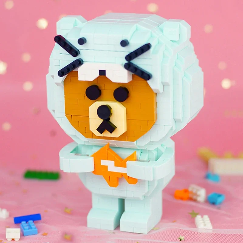 LOZ 9245 Animal World Beaver Cosplay Clothing Bear Fish Pet Doll DIY Mini Diamond Blocks Bricks Building Toy For Children No Box