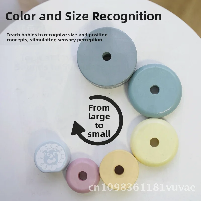 ของเล่นไม้ทรงหอคอยสีรุ้งแบบมอนเตสซอรี่ สำหรับเด็กอายุ 3-6 ปี ฝึกการรับรู้สี ขนาด และการประสานงานระหว่างมือและตา