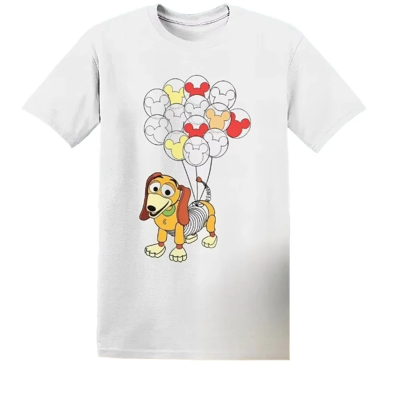 ديزني توي ستوري بيكسار سلينكي دوج تي شيرت رجالي خارقة الكرتون زوجين للجنسين المرأة الصيف القطن المعتاد تيز هدية عادية
