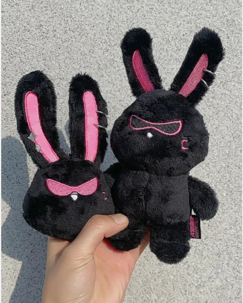 ATEEZ Keychain 13cm Cartoon Cute Plush Hair Band Black Long Ear Pendant Bag Accessorie Key Ring Kpop Idols YeoSang San Fans Gift