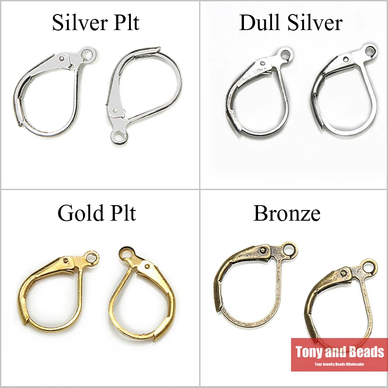 (30Pcs=1Lot ! ) Semicircle Earring Hooks Lever Back Splitring Earring Gold Color Silver Color Bronze Plated For Jewelry EW7