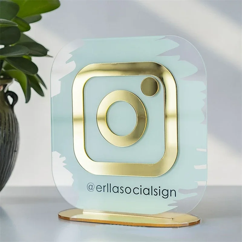 Social Media Sign Acrylic Personalized WIFI Sign Instagram for Business Shop Custom Tiktok Facebook Google Sign for Follower