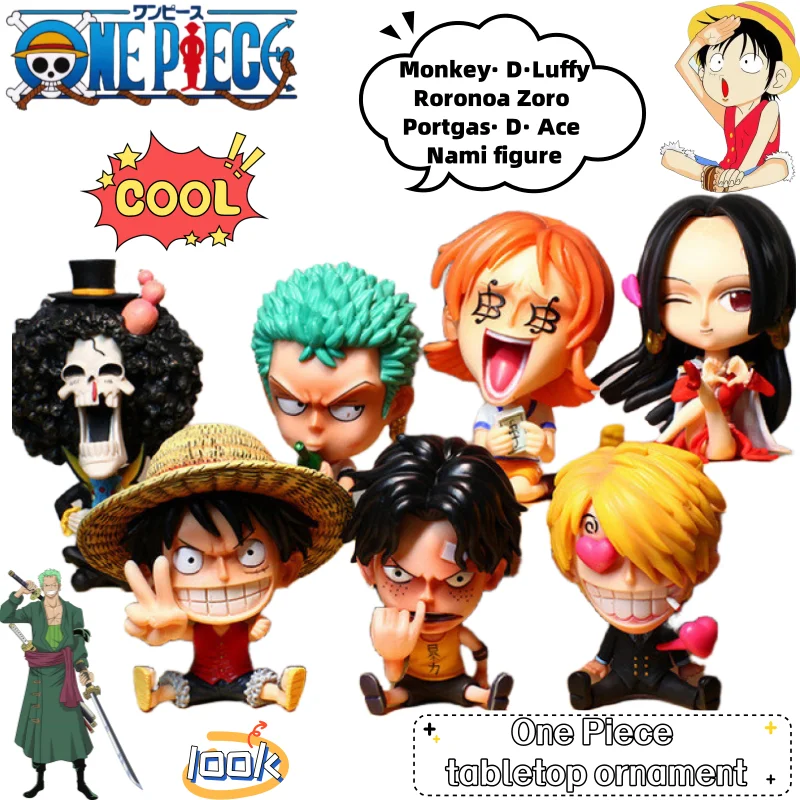 New One Piece Monkey· D·Luffy Roronoa Zoro Portgas· D· Ace Nami Cartoon Figure Model Creative Anime Peripheral Tabletop Ornament