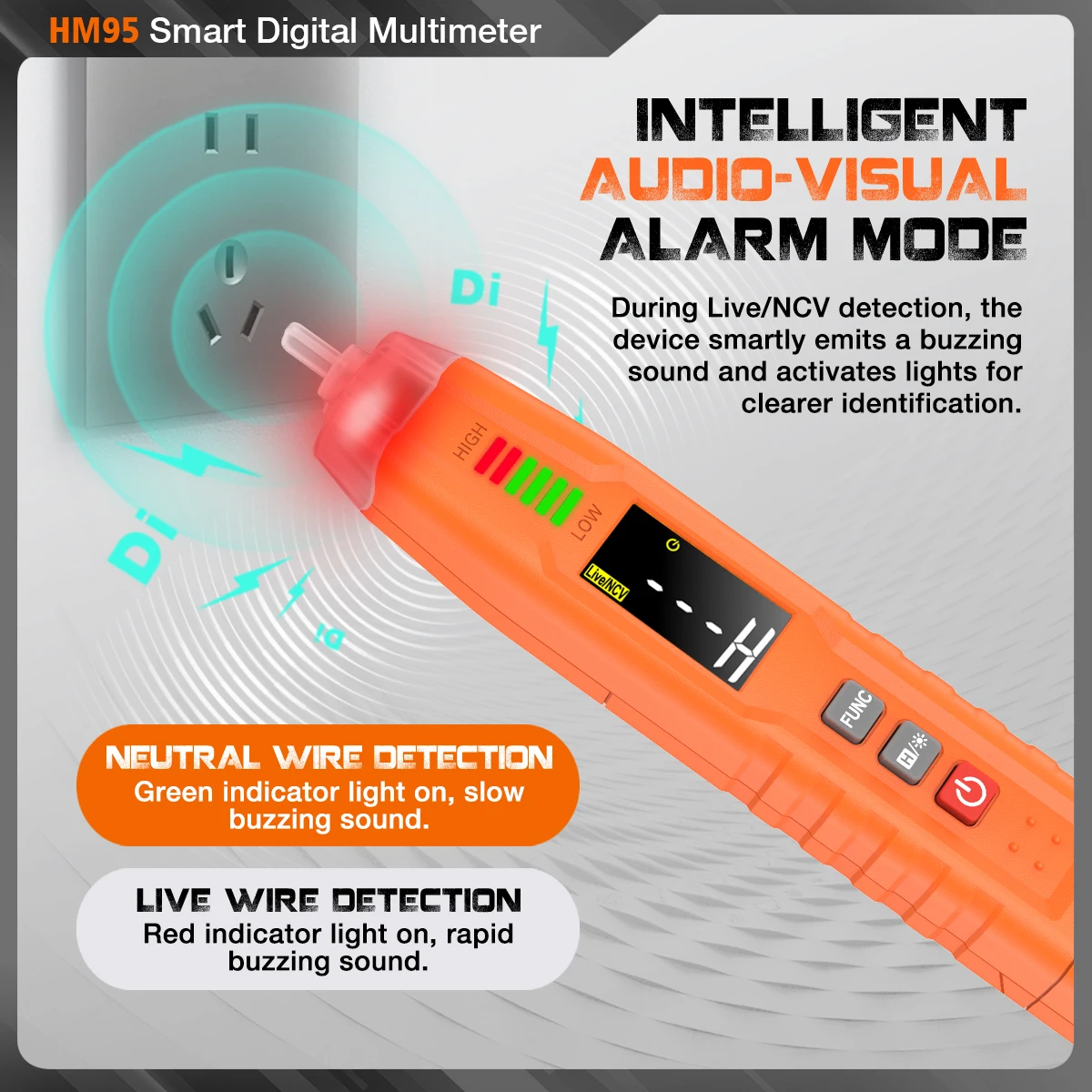 HOMTOOLS HM95 قلم صغير نوع متعدد رقمي احترافي 4000 التهم التيار المتناوب/تيار مستمر الجهد أوم ديود السعة هرتز أداة اختبار ذكية