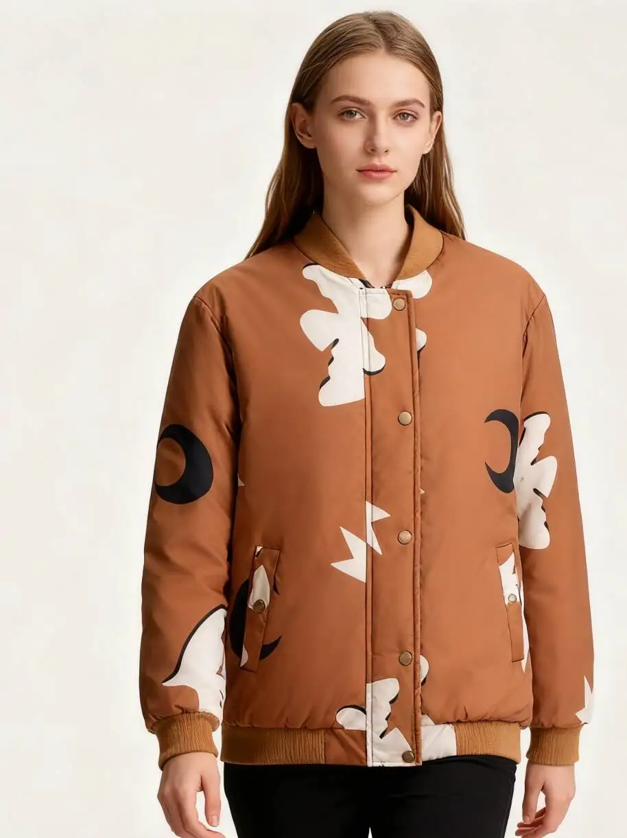 

Parkas Womens Woman Winter Fall Polyester Quilted Buttoned Cropped Preppy College Uniform Comfortable Cleanfit Chic Attractive