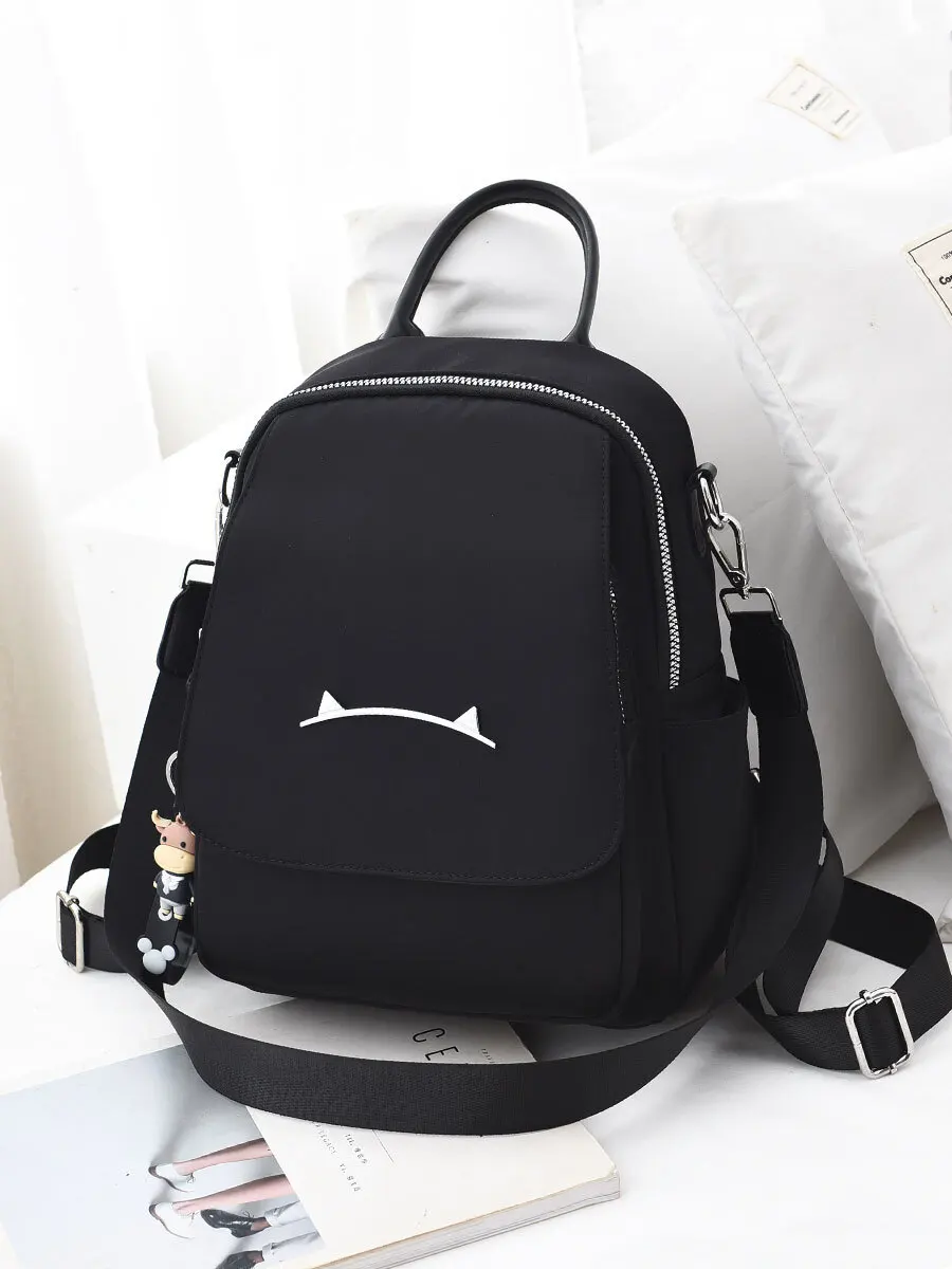 Oxford Cloth Black For Size 2024 New Fashion Trend Versatile Women's Backpack Travel Anti-Theft Small Bag