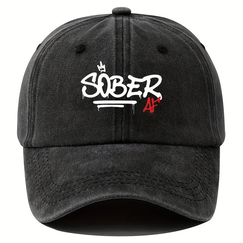 

"SOBER AF" Baseball Cap | Distressed Dad Hat with Crown Sword for Fishing Hip-Hop Style