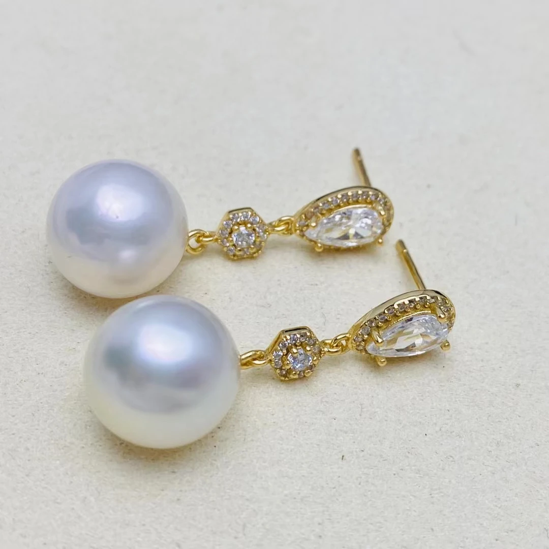 Wholesale 925 Sterling Silver Earrings Mount Findings Settings Base Mounting Parts Accessory for 11-12mm Pearls