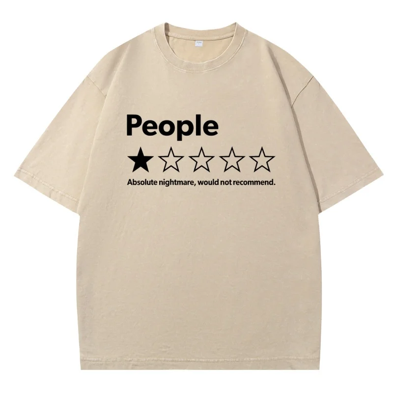 People Absolute Nightmare Would Not Recommend T Shirt, Funny Introvert Tshirt Humor Short Sleeve Cotton T-shirt Vintage Tops