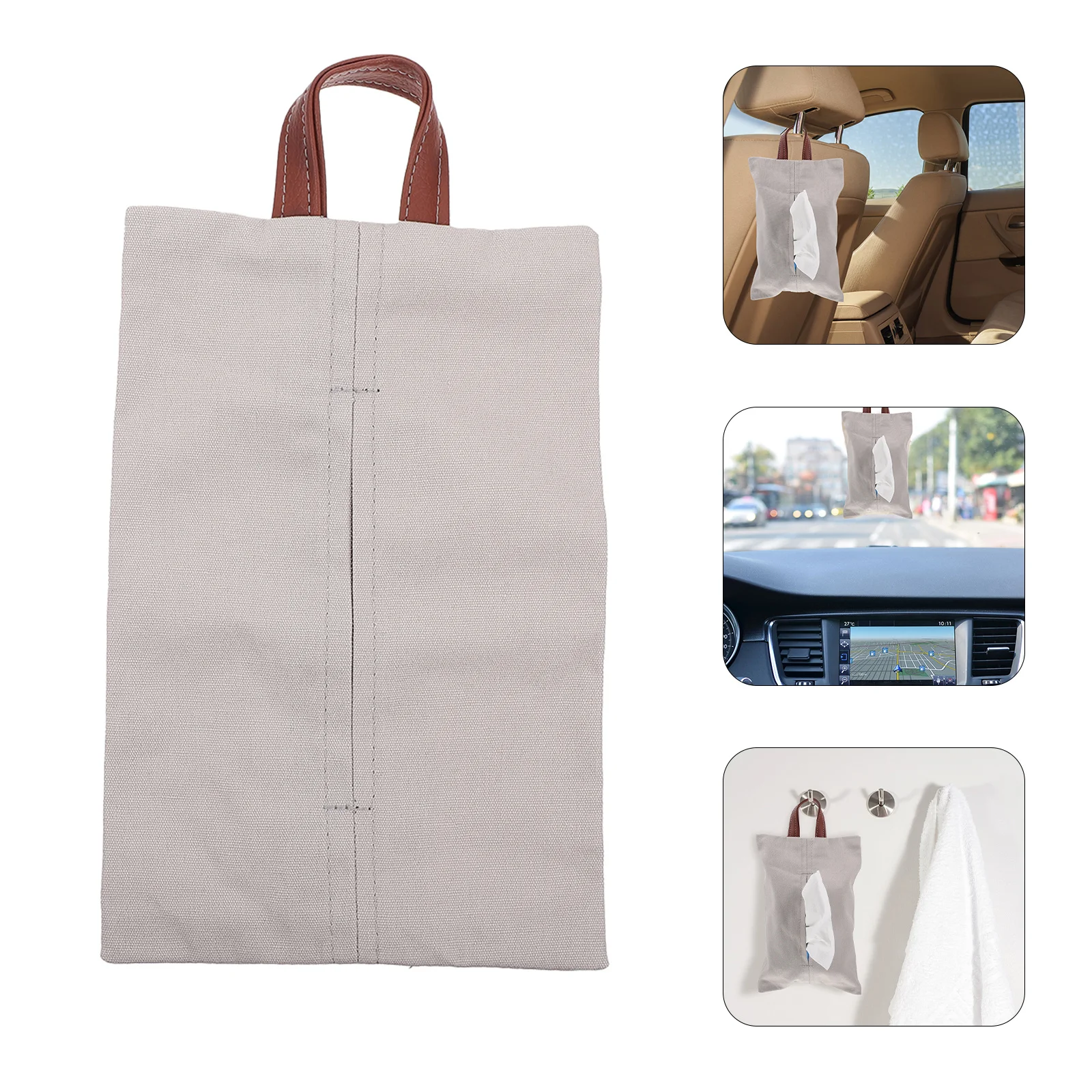 

Cotton Linen Cloth Art Hanging Tissue Box Car Home Paper Towel Organizer Easy Install Stylish Car Use Tissue Holder
