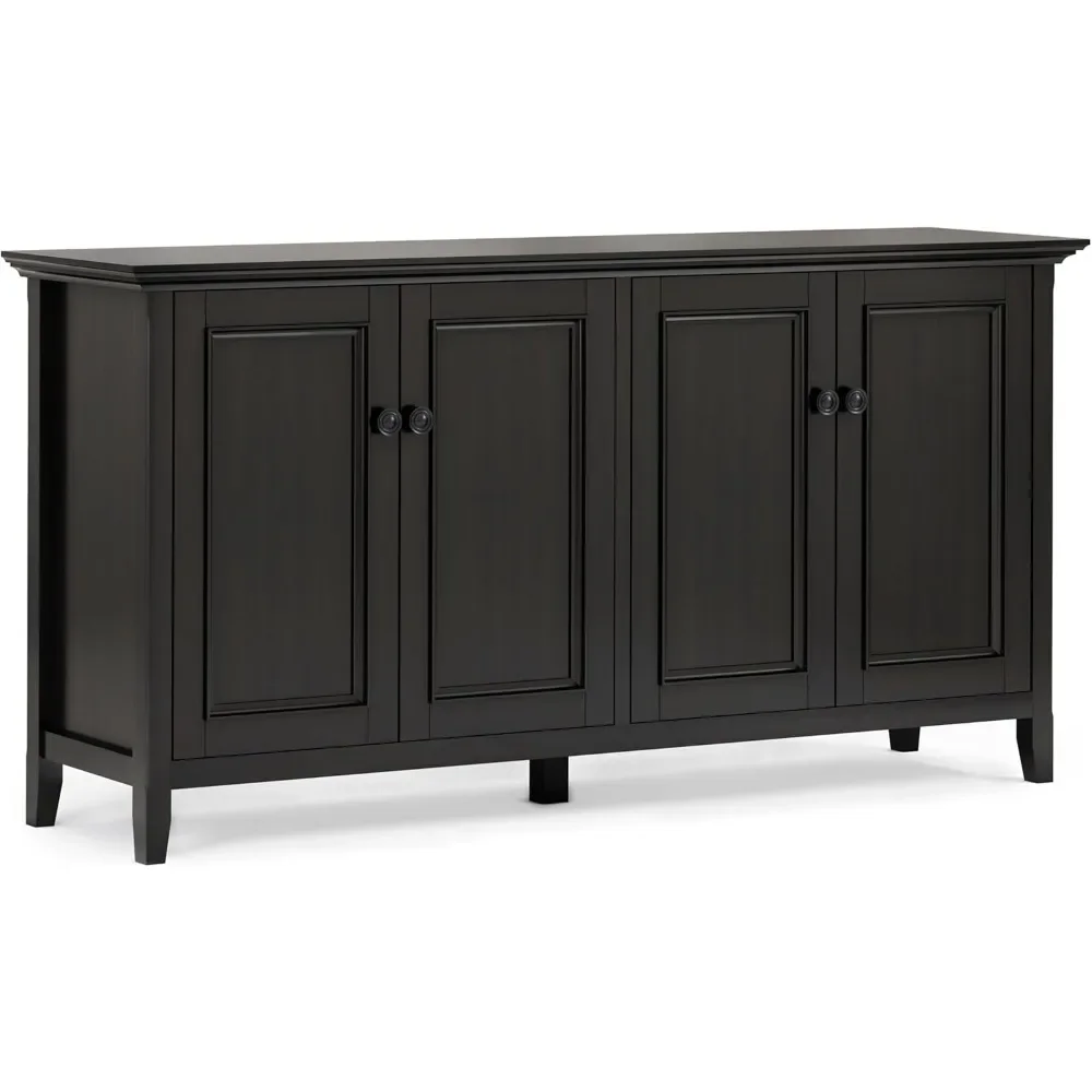 Amherst Solid Wood 66 Inch Wide Transitional 4 Door Locker, Hickory Brown, for Living Room, Entrance