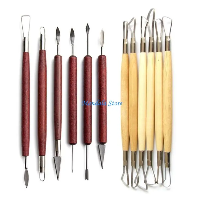 

U2JC 12 Pack Clay Tools Sculpting Pottery Tools Pack Modeling Clay Sculpture Set Double-Sided DIY Handle Ceramics Tools