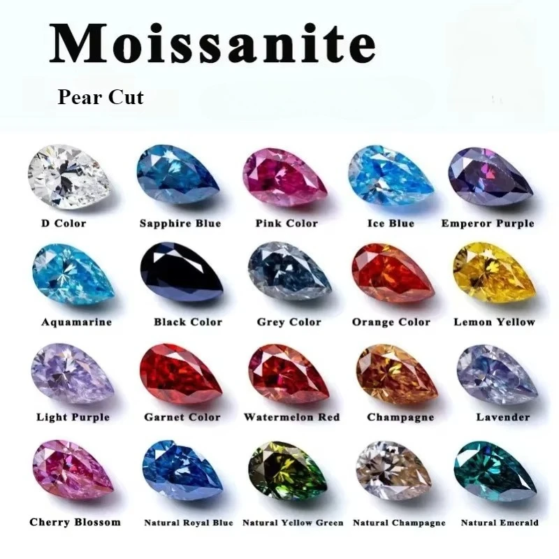 Moissanit Birnenform VVS1 Charms DIY-Perlen für Schmuckherstellung Anhängermaterialien Mit Zertifikat – Detail 1