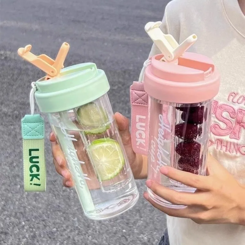 Large Capacity Portable Chic Leak Proof Plastic Water Bottle for Women Students Christmas Holiday Travel Essential Gear