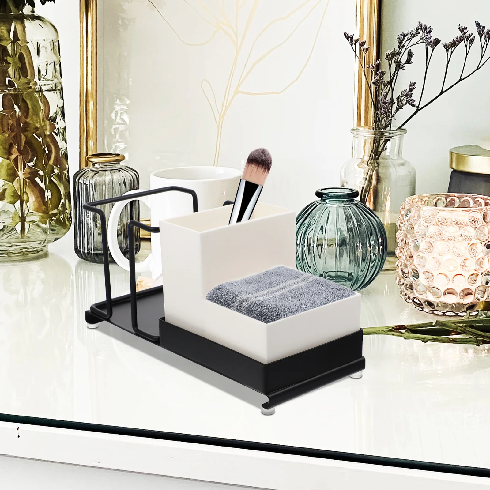 

Multifunctional Storage Box With Rack For Coffee Station Organizer Sugar Bag Paper Cup Holder Tea Jewelry Cotton Swab