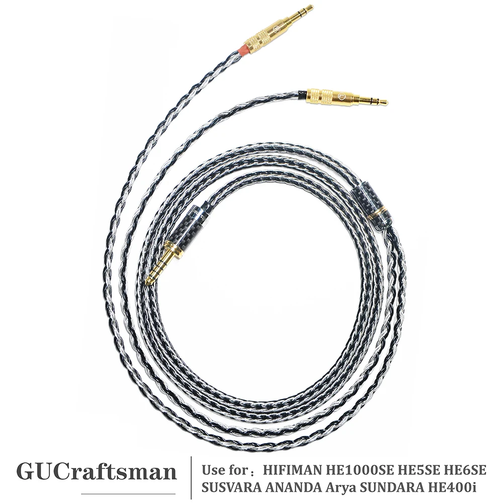 GUCraftsman 16 Strands 7N Single Crystal Copper/Silver Mixed for HIFIMAN SUSVARA ANANDA Arya SUNDARA HE1000SE HE5SE HE6SE HE400i