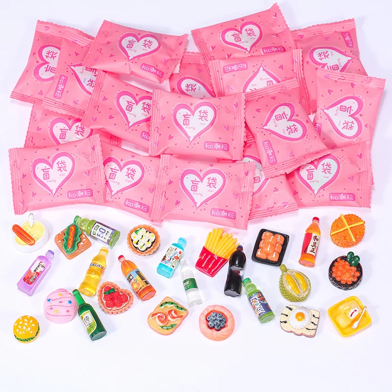 50PCS Food Blind Bag Bottle Blind Bag Simulated Supermarket Snacks Beverage Wine Bottle Model Children's Play House Toys Gifts