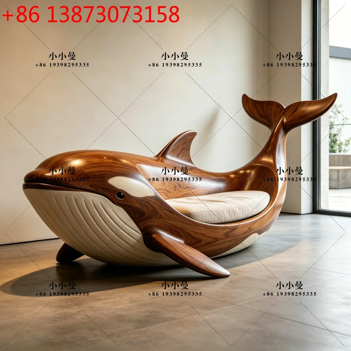 New Chinese creative whale-shaped solid wood sofa wooden leisure chair modern high-end Arhat bed