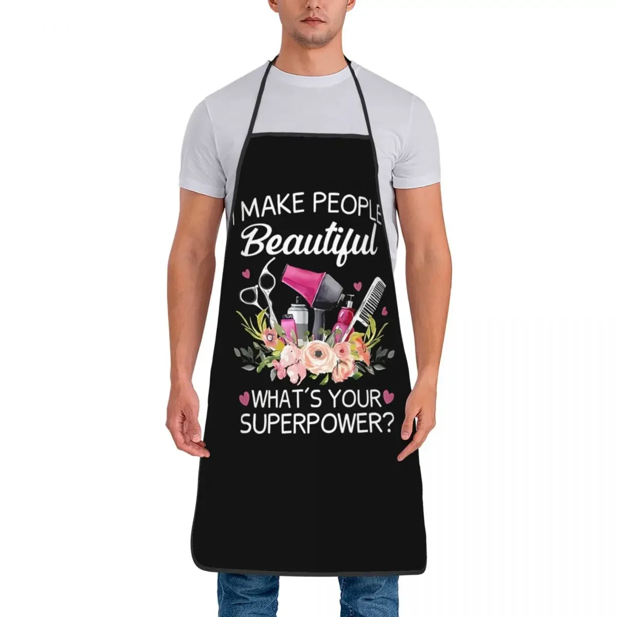 Custom Bib Hairstylist - I Make People Beautiful Apron Adult Chef Cooking Kitchen Hairstylist Tablier Cuisine Painting