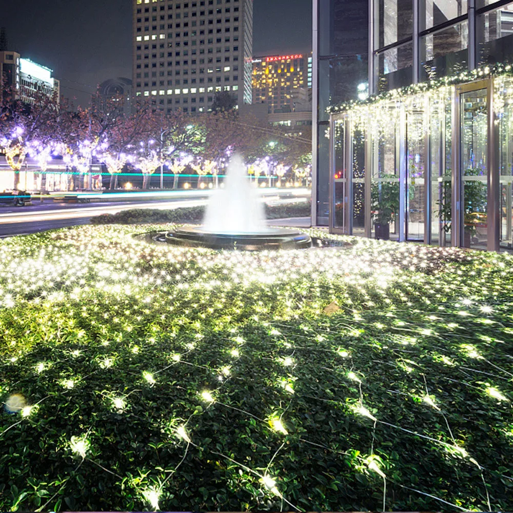 Wasserdichte 8 Modi LED Fischnetz Lichterkette im Freien 2 * 2/3 * 2M Girlande Fee Vorhang Lichter für Garten Party Weihnachtsdekoration – Detail 7