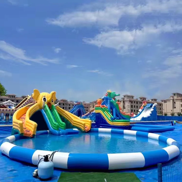 

Custom Popular Outdoor Colorful Bouncy Water Slide with Pool for Kids and Adults