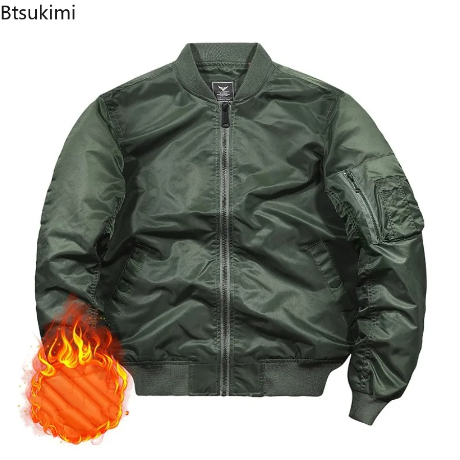 

Autumn Winter Bomber Jackets Men's Cotton-padding Fly Jacket Varsity Baseball Coats Fashion Warm Windbreaker 2026 Men's Clothing