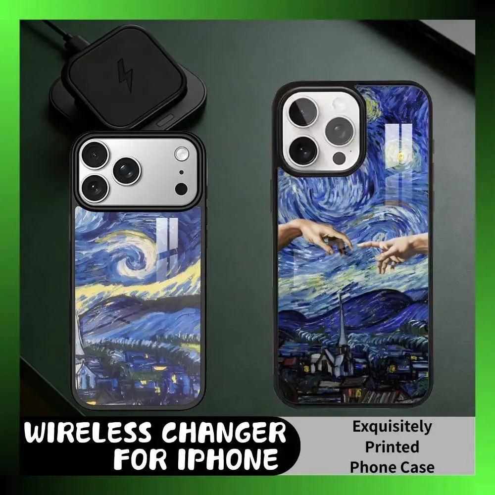 

Secondary Creativity S-Starry Night Phone Case For iPhone17,16,15,14,13 Plus,Pro Max Magnetic For Magsafe Wireless Charging