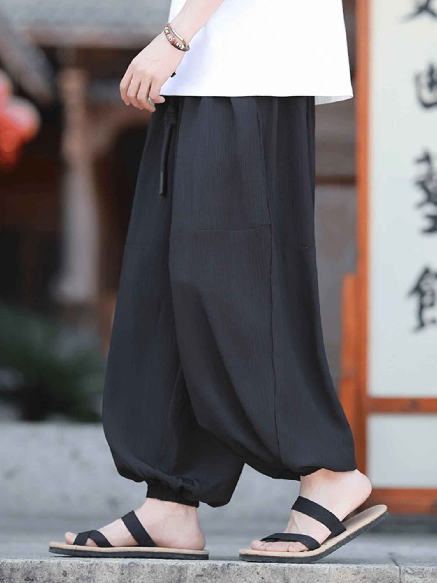 

Мужские брюки свободного кроя Harlan, летние модные брюки для похудения, повседневные брюки-фонарики, дышащие, легкие, из полиэфирного волокна