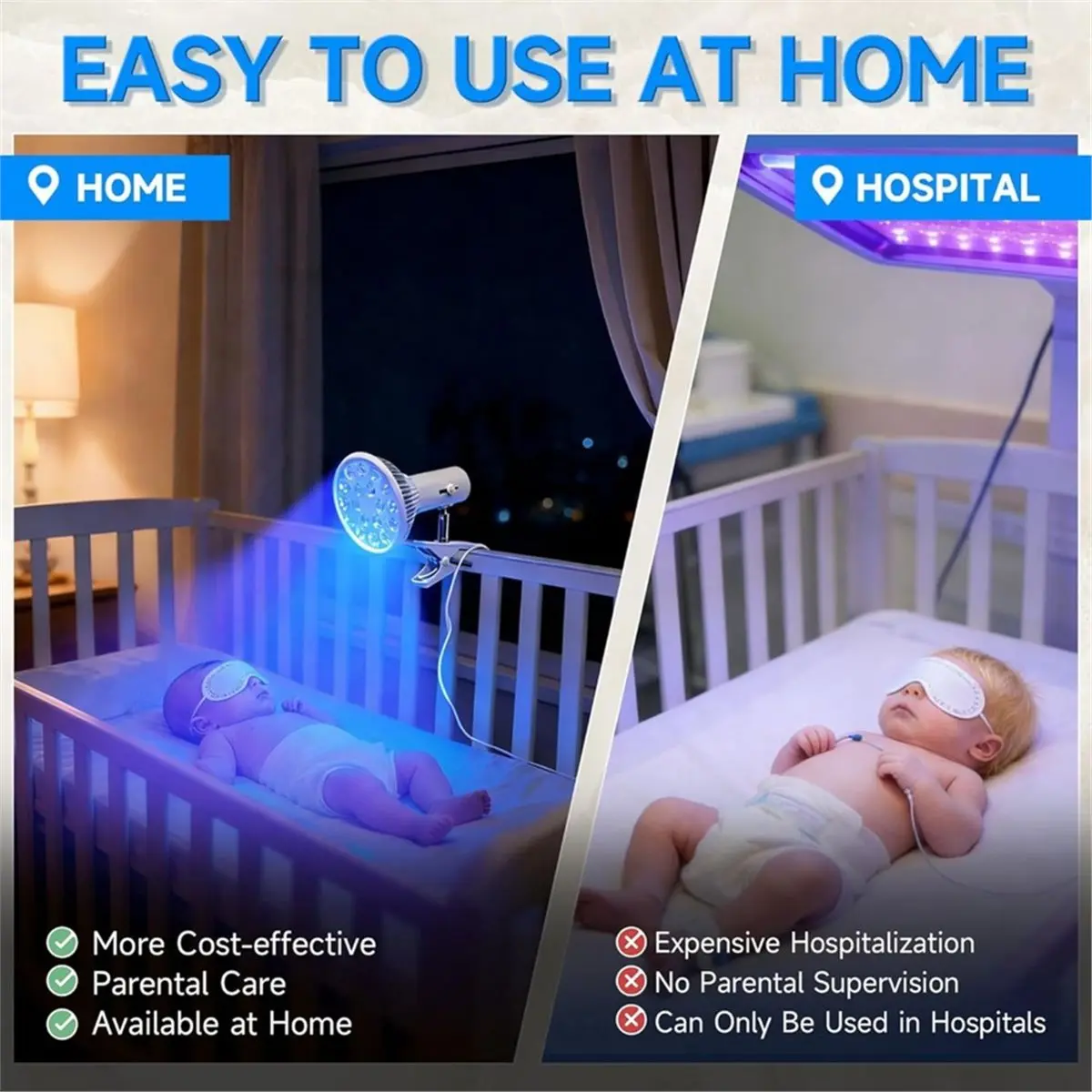 (AD11] Jaundice Light Therapy Newborn, Bilirubin Light Lamp 460nm Neonatal Baby Jaundice Treat Blue Ray Light US Plug