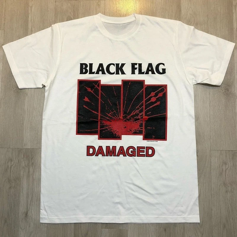 

Футболка с коротким рукавом из чистого хлопка с черным флагом в стиле панк-рок, американская ретро VTG High Street Trend для мужчин и женщин