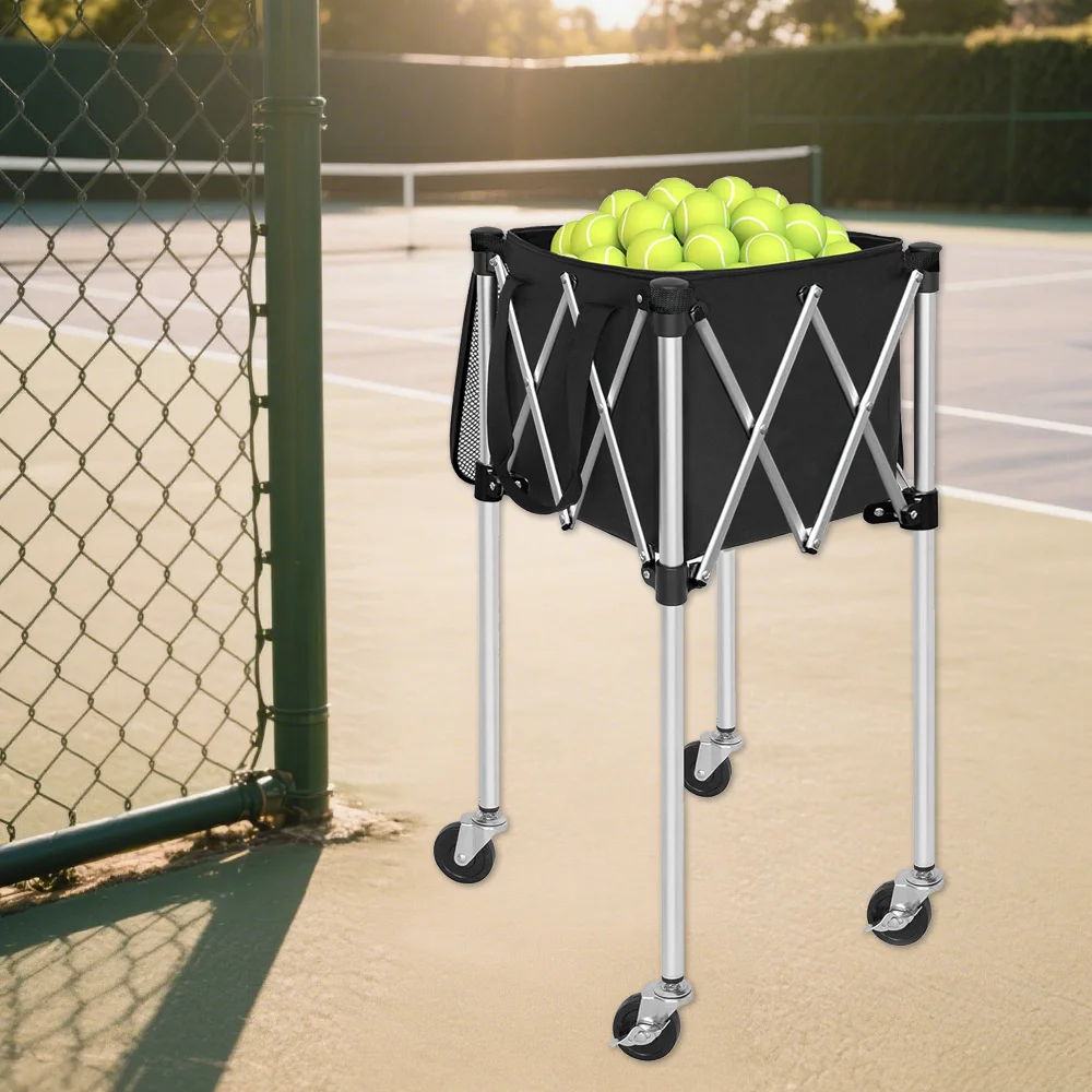 Wholesale Portable Foldable Aluminum Tennis Baseball Ball Cart Sports Training Ball Collector Storage Trolley - view 4